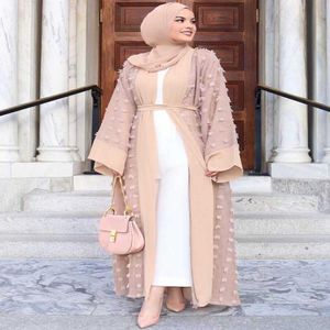 Dubai Moslim open abaya hijab jurk vrouwen pluche bal kimono caftan veter juba islamitische kleding musulman marocain lange mantel gewaad