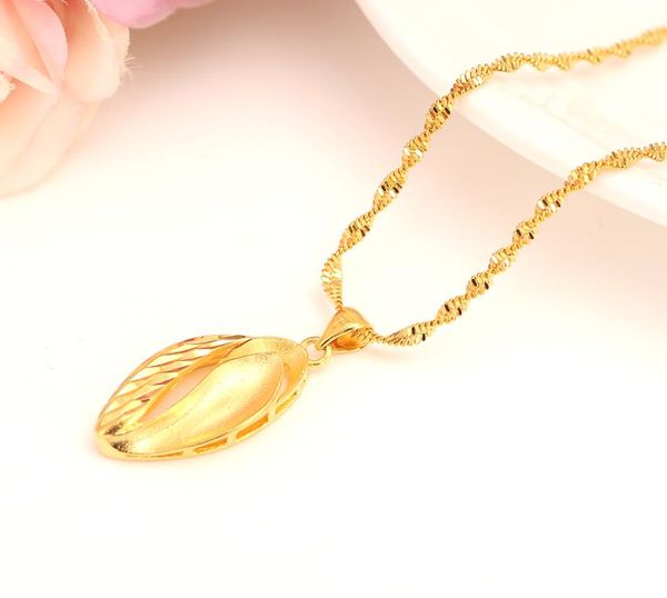 Collier de dubaï pour femmes, pendentif éthiopien, jaune 24k, couleur or fin, bijoux GF, feuille, fête pour mères, cadeaux 7607364