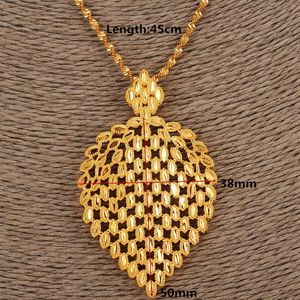 Dubai ketting vrouwen Ethiopische pluim hanger ketting 14k geel massief fijn goud GF sieraden Afrika Arabische bloem Gifts260p