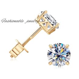 Dubaï Real Jewelry Diamond Custom 10k 14k Pure Bijoux en or massif Pure Hoop Stud Luxury Femmes Fine bijoux Boucle d'oreilles Moisanite