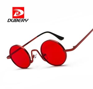 Dubery Red Steampunk Sunglasses Femme Retro Men Hip Hop Punk Sun Glasses Lédes rond Cadre en alliage 33901792005