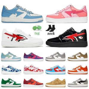 2024 Bapestaies Designer Casual Chaussures Low pour hommes Mocassins Baskets Cuir Verni Noir Blanc Bleu Camouflage Skateboarding Jogging Sports Star SK8 Trainer DHgate