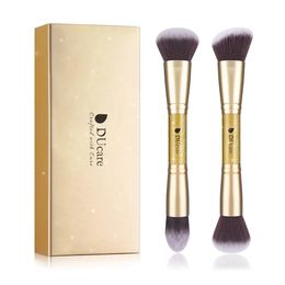 Ducare 2pcs Makeup Brushes Duo End Face Brush for Foundation Powder Buffer and Contour Eyeshadow Synthetic Cosmetic Makeup Tools 240529
