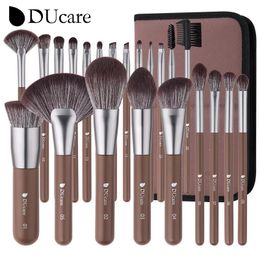 DUcare-brochas de maquillaje, 22 Uds. Con BOLSA plegable, ventilador de pelo de nailon, polvo, sombra de ojos, delineador de ojos, cepillo de maquillaje cosmético para cejas 240116