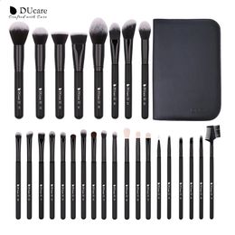 Ducare Makeup Brushes Professional Powder Foundation Ferme de maquillage Set Up Synthetic Goat Hair Cosmetic avec sac 240403