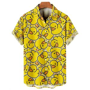 Duck 3D Shirts imprimés hommes Fashion Hawaiian Shirt Short Short Beach Beach Boys Single Breasted Blouse Mens Vêtements 240517