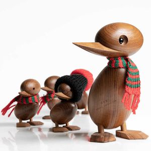 Bois de canard / caneton pour l'artisanat Figurines d'animaux Décoration en bois Accessoire pour la maison Salon de Noël Ornement de bureau nordique danois 210607