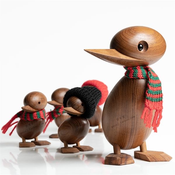 Bois de canard / canard pour artisanat Figurines Animaux Décoration en bois Accessoires Accessoires Salon Salon Noël Danois Nordic Bureau Ornement 210811