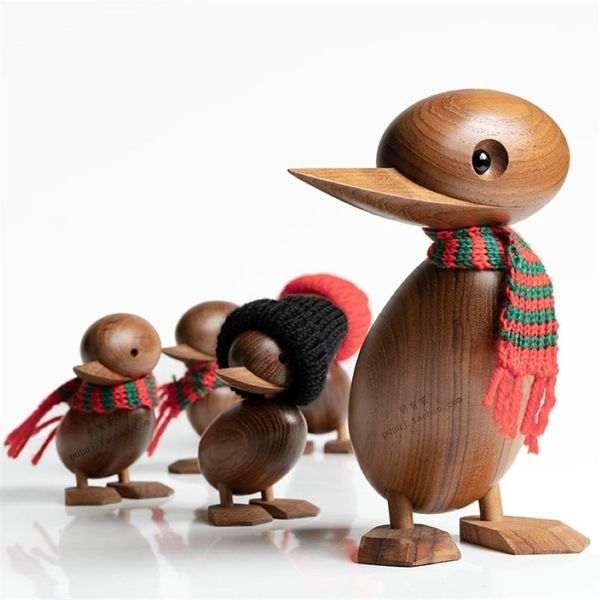 Canard en bois pour l'artisanat, figurines d'animaux, décoration en bois, accessoire de maison, salon, noël, ornement de bureau nordique danois 2300R