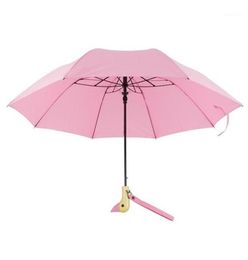 Tête de canard avec manche en bois, parapluie de personnalité, couverture yang en plastique noir, parapluie à tête de canard, protection solaire 2 plis, 11327474