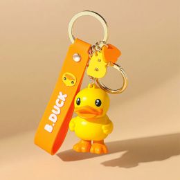 Porte-clés canard créatif Simple pour Couples, pendentif de voiture, mignon, petit frais coréen coloré, petit Silicone jaune