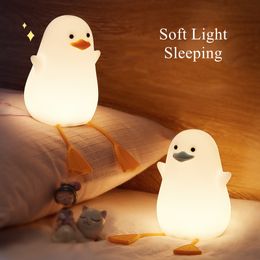 Duck Nightlights Led Night Light Duckling Oplaadbare lamp USB Cartoon Siliconen Kinderen Kid Slaapkamer Decoratie Verjaardagscadeau