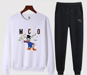 Canard imprimé hommes sweat à capuche ensemble moscino designer sweats costume avec pantalon sweats d'hiver