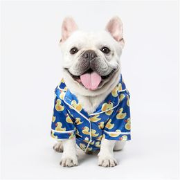 Duck Gedrukt Pyjama's Shirts Mode Revers Huisdieren Jas Dog Apparel Vakantie Stijl Teddy Chihuahua Honden Kleding