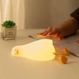 Duck Rechargeable LED NIGHT Light Pat Silicone Lampe Cartroon de lit de lit mignon Loue nocturne pour la maison DÉCOR DÉCOR DÉCORD 240408