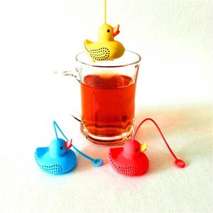 Infusor de té con forma de pato, coladores de té de silicona, accesorios de cocina, difusor de hojas sueltas, 1 Uds., bonitas herramientas de té reutilizables de grado alimenticio de dibujos animados