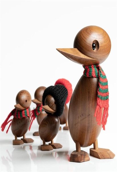 DuckDuckling Wood For Crafts Figures Animal Décoration en bois Accessoire Accessoire Christmas Ornement de bureau nordique danois 21077315