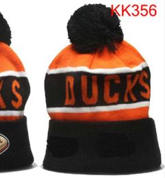 Ducks Beanie Ballon de hockey nord-américain Team Side Patch Winter Wool Sport Knit Hat Skull Caps a2