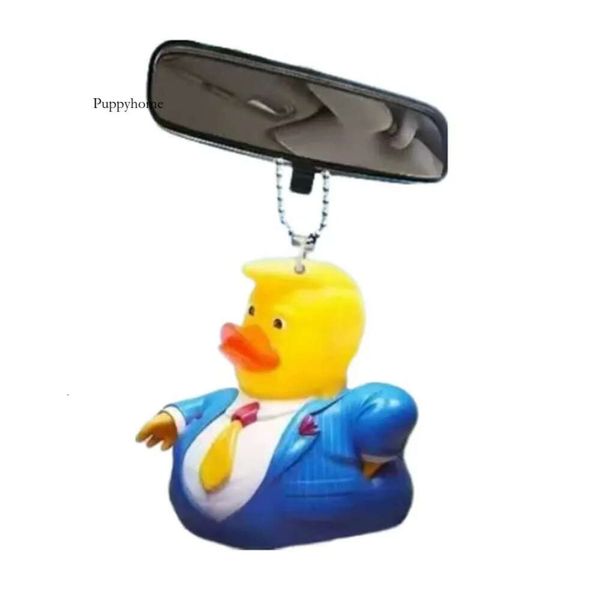 Ducks Rear View Miroir Chain Chain Car Decoration Plat acrylique Trump Pendentif 0418