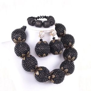 Dudo Fijne Sieraden Sets Voor Vrouwen Zwarte Kralen Ballen Oorbel Armband En Ketting Set Traditionele Nigeriaanse Sieraden Mode