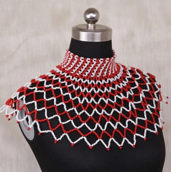 Dudo Store – ensemble de collier ras du cou blanc et noir, ensemble de bijoux de fête de mariée africaine en perles de cristal, ensemble nigérian à col bavoir