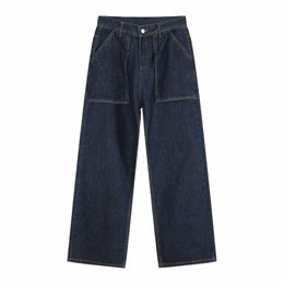 Dueweer Hommes Big Pocket Design Jeans surdimensionné Baggy Pantalon décontracté Distred Straight Denim Pantalon Punk Goth Streetwear u3N8 #