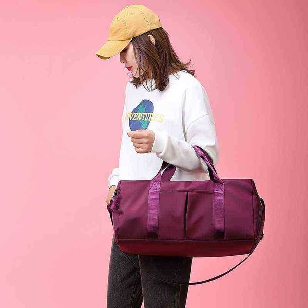 Bolsa de lona Otoño Nueva bolsa de viaje Deporte al aire libre Gimnasio Moda con almacenamiento de puntas de zapatos Unisex Oxford Tela Hombro seco y húmedo 220728