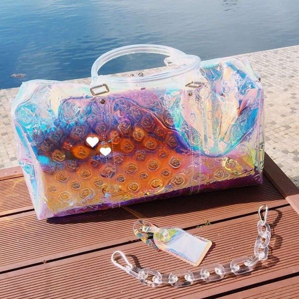 Sac boudeur sac à main pour femmes Luxury Single Single Sac à main Nouveau sac de voyage transparent coloré Fashion Mands Casual Hands Sac à main cool