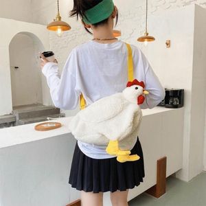 Sacs Duffel 1 PC Sac Agneau Laine Peluche Bandoulière Bourse Mignon Dessin Animé Poulet Épaule Fête Travail Voyage Cartable Pour Femmes Casual Shou2800