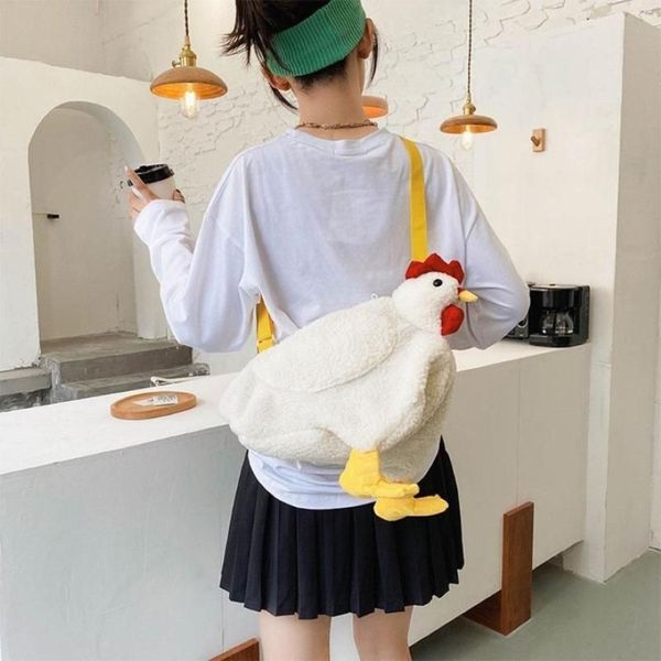 Sacs Duffel 1 PC Sac Agneau Laine Peluche Bandoulière Bourse Mignon Dessin Animé Poulet Épaule Fête Travail Voyage Cartable Pour Femmes Casual Shou238K