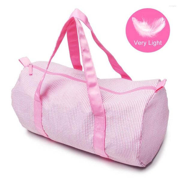 Sacs polochons 1Pc Seersucker coton rose sac de voyage doux/léger cabine fourre-tout sac à main bagage à main Fitness épaule pour enfants/dame