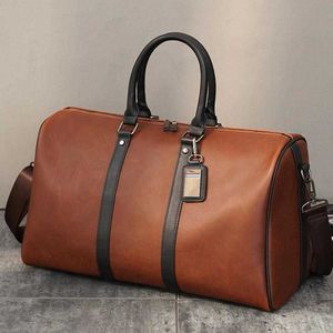 Plunjezakken 2021 Reistas Mannen Crazy Horse Lederen Handtas Grote Capaciteit Handbagage Vintage Laptop Multifunctionele Sportsmtfm