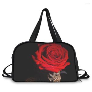 Duffel Bags 2023 3D Rose Printing Grote capaciteit Fashion Travel Bag voor Unief Weekend Hendle Carry On Drop Paquete