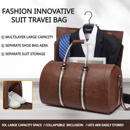 Duffel Bags 2024 50L High-End Suit Travel groot capaciteit draagbare vouwbare Retro Brown Heren Chinese vastelandtas voor mannen