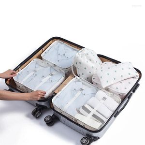 Duffel Bags 4Sets/Lot Packing Travel System Duurzame 6 stuks Een set grote capaciteit van unisex kleding sorteren organiseren opbergtas