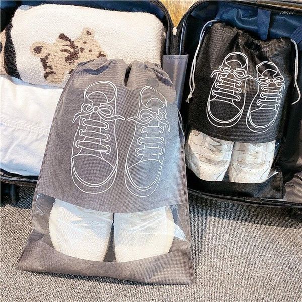 Bolsas de lona, 5 uds., bolsa de almacenamiento de zapatos, organizador de armario, no tejida, portátil, de viaje, impermeable, bolsillo, ropa, colgante clasificado