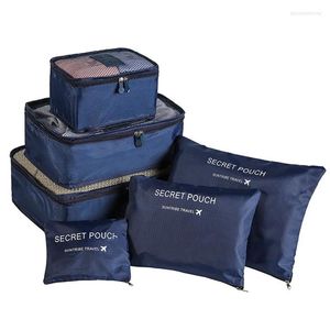 Sacs polochons 6 pièces stockage de vêtements de voyage étanche Portable organisateur de bagages pochette emballage Cube couleurs Stock local 2023 vente