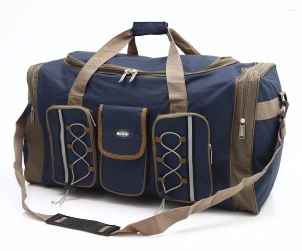 Bolsas de lona 65L Bolsa de viaje de gran capacidad Hombres Mujeres Impermeable Hombro Duffle 600D Nylon Bolso plegable para viaje