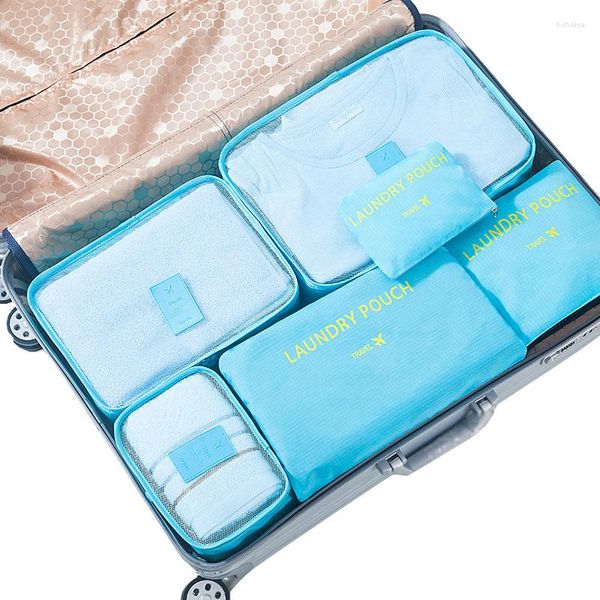 Bolsas de lona 6 unids / set Bolsa de almacenamiento de viaje Impermeable Portátil Equipaje Organizador Bolsa Caja Zapato Embalaje Cubo