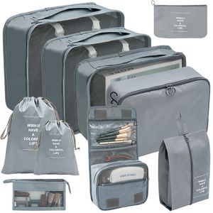 Plunjezakken 78910 stuks Set Reisorganisator Opbergzakken Koffer Verpakkingsblokjes Set Koffers Draagbare Bagage Kleding Schoen Opbergtas Opvouwbaar 230830