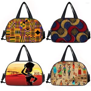 Bolsas de lona con estampado de patrón Afro para mujer, bolso de viaje, bolso de mano, bolso de mano negro de África, soporte para zapatos de almacenamiento multifuncional