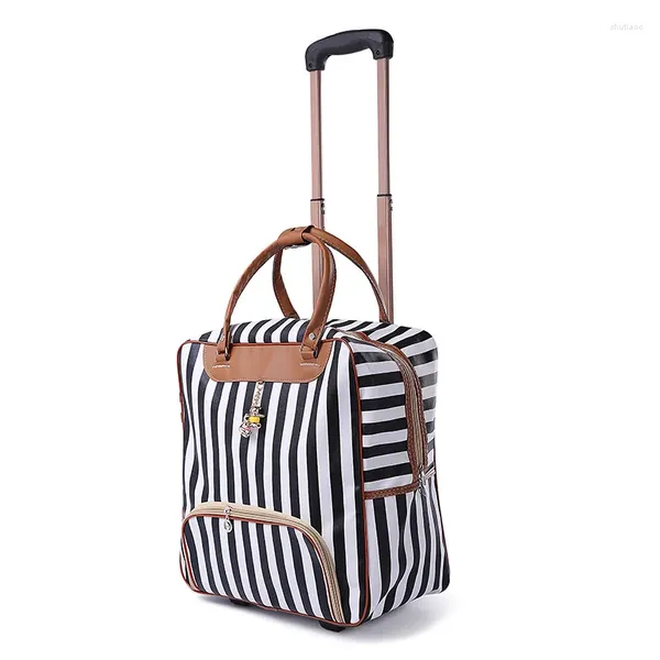 Bolsas de lona AIWITHPM Mujeres Viajes Negocios Bolsa de embarque Ruedas Trolley Gran capacidad Equipaje Retro Girl Maleta