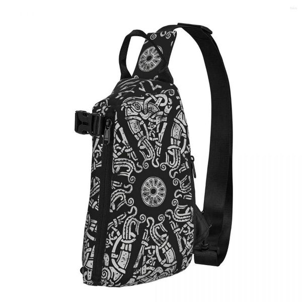 Sacs Polochons Ancien Bouclier Viking Et Runes Scandinaves Épaule Poitrine Sac À Bandoulière En Diagonale Décontracté Homme Messenger