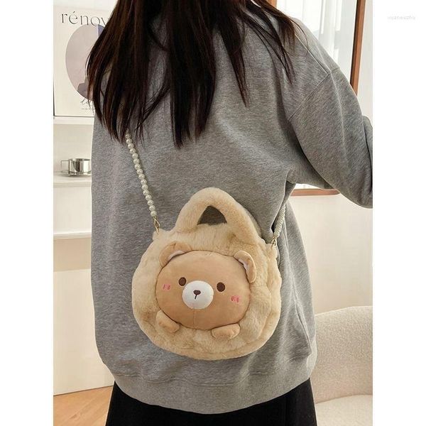 Sacs polochons Animal dessin animé sac à main femme doux mignon une épaule sac de messager en peluche poupée mode téléphone pièce bandoulière pour fille cadeau