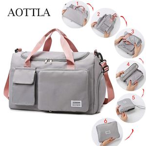 Duffel Bags Aottla Folding Travel Bags Leisure Duffle Pack Tote Tassen voor vrouwen Schoudertas Fitness Sport Crossbody Pack Heren Bagage Bag 230223