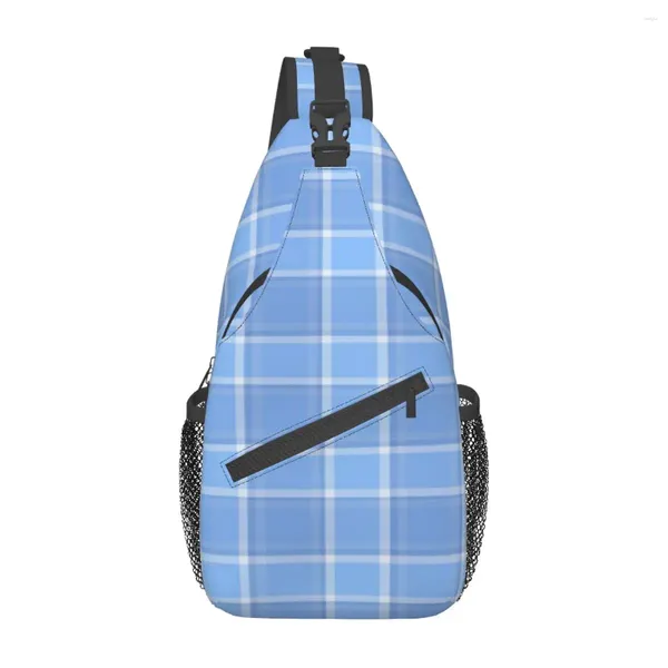 Sacs Duffel Beau sac de poitrine en damier bleu moderne portable quotidien croix multi-style