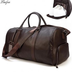 Sacs Duffel Grande capacité sac de voyage en cuir véritable pour hommes femmes doux noir peau de vache décontracté voyage polochon grand bagage week-end sac à bandoulière 231213