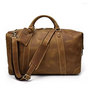 Plunjezakken grote capaciteit mannen reistas gek paarden echt lederen vintage weekend bagage handtas grote laptop doorgaan