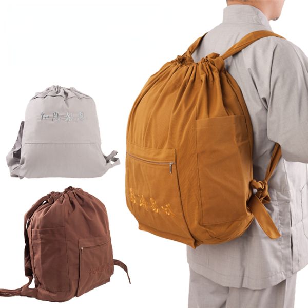 Bolsas de lona Monje budista Bolsa Mochilas Lienzo Zen Shaolin Monjes Mochila Buda Arhat Kung Fu Meditación Lay Bales Cosplay 230828