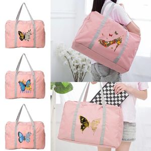 Bolsas de lona Serie de patrón de mariposa Bolsa de viaje Unisex Moda Nylon Plegable Gran capacidad Paquete de equipaje Bolso de mujer Bolso de mano de hombre